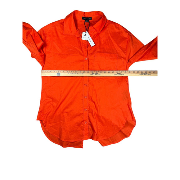 Sanctuary Size Medium Oversized Boyfriend Back Slit Button-Up Shirt Orange NWT - Picture 5 of 6